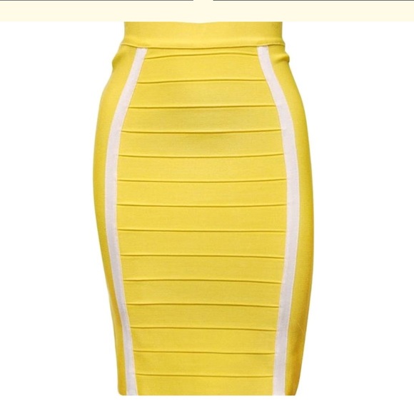 Gracia Dresses & Skirts - 🏷️Gracia Colorblock Yellow & White Bandage Skirt🏷️
